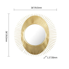 Sunburst Gold Metal Wall Mirror Accent Oval Glam Decor