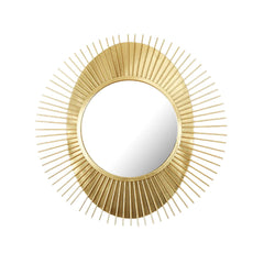 Sunburst Gold Metal Wall Mirror Accent Oval Glam Decor
