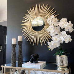 Sunburst Wall Mirror in Gold Metal Frame – Glam Accent Mirror