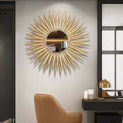 Sunburst Wall Mirror in Gold Metal Frame – Glam Accent Mirror
