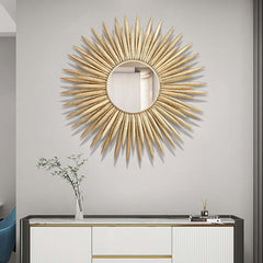 Sunburst Wall Mirror in Gold Metal Frame – Glam Accent Mirror