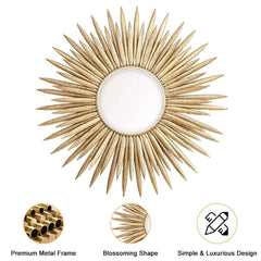 Sunburst Wall Mirror in Gold Metal Frame – Glam Accent Mirror