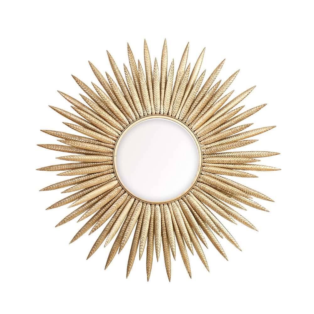 Sunburst Wall Mirror in Gold Metal Frame – Glam Accent Mirror