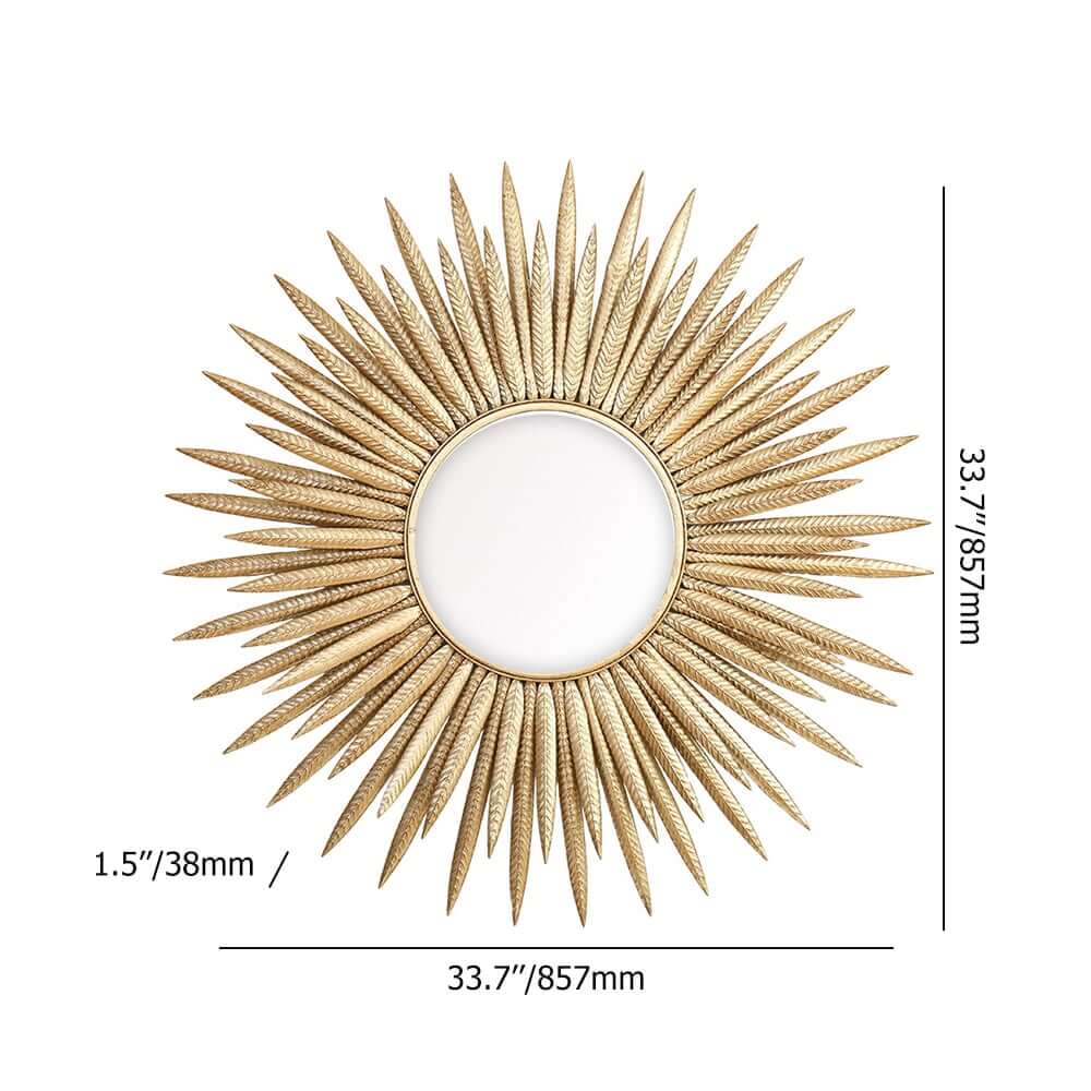 Sunburst Wall Mirror in Gold Metal Frame – Glam Accent Mirror Dimensions