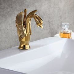 Swan Collection Traditional Gold Bathroom Faucet with Lever Handle