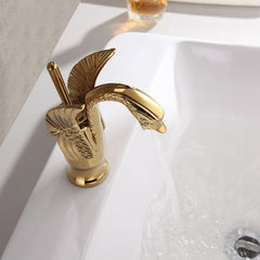 Swan Collection Traditional Gold Bathroom Faucet with Lever Handle