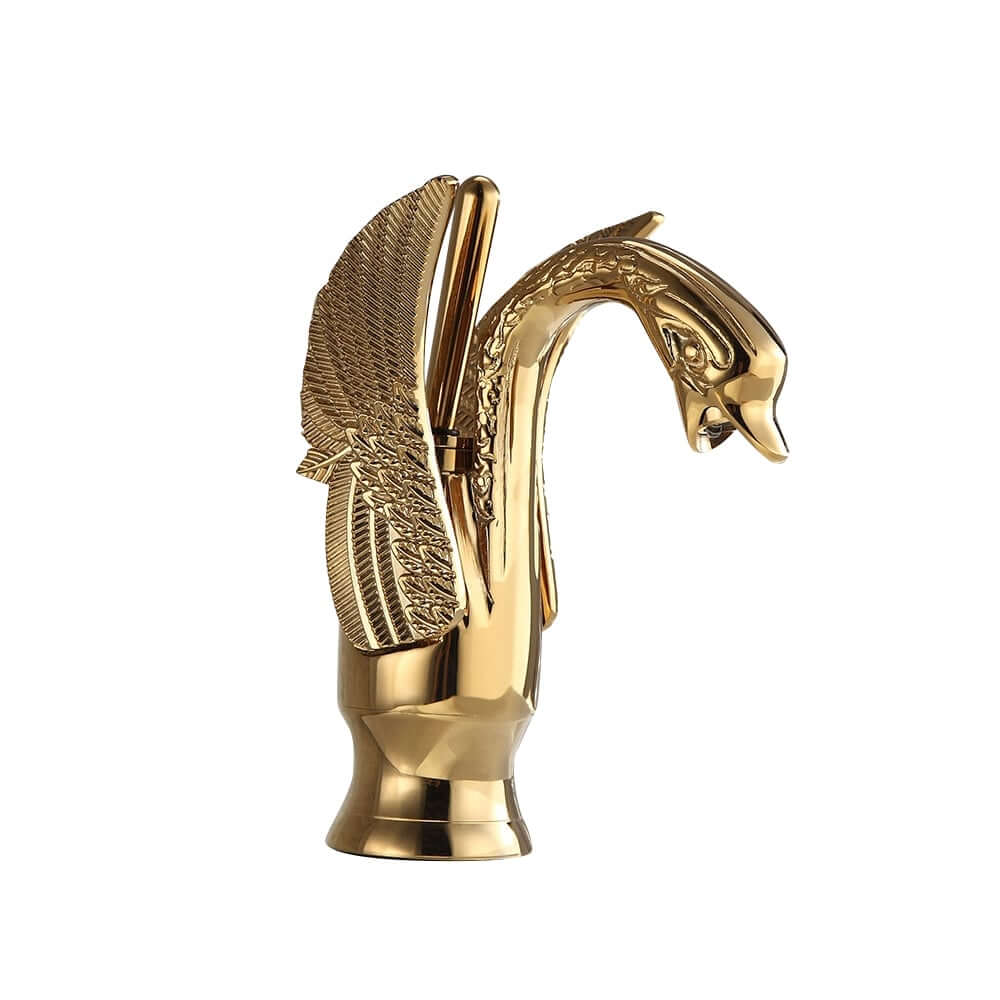 Swan Collection Traditional Gold Bathroom Faucet with Lever Handle
