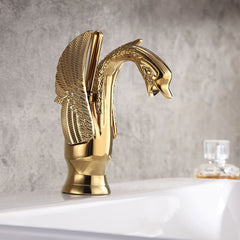 Swan Collection Traditional Gold Bathroom Faucet with Lever Handle