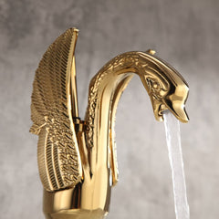 Swan Collection Traditional Gold Bathroom Faucet with Lever Handle