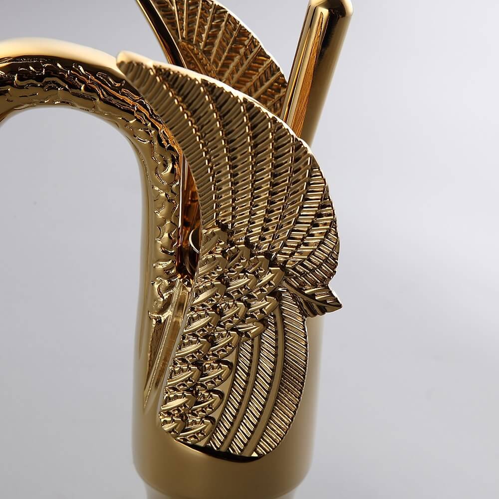 Swan Collection Traditional Gold Bathroom Faucet with Lever Handle