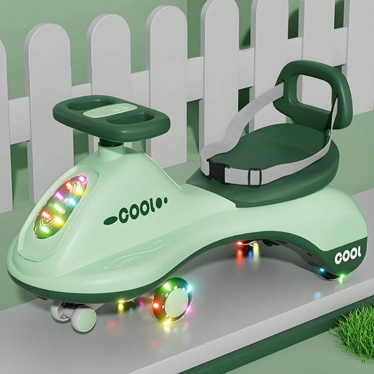 Tip-Resistant Push Ride-On Toy with LED Lights and Safety Strap