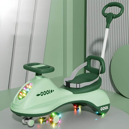 Tip-Resistant Push Ride-On Toy with LED Lights and Safety Strap