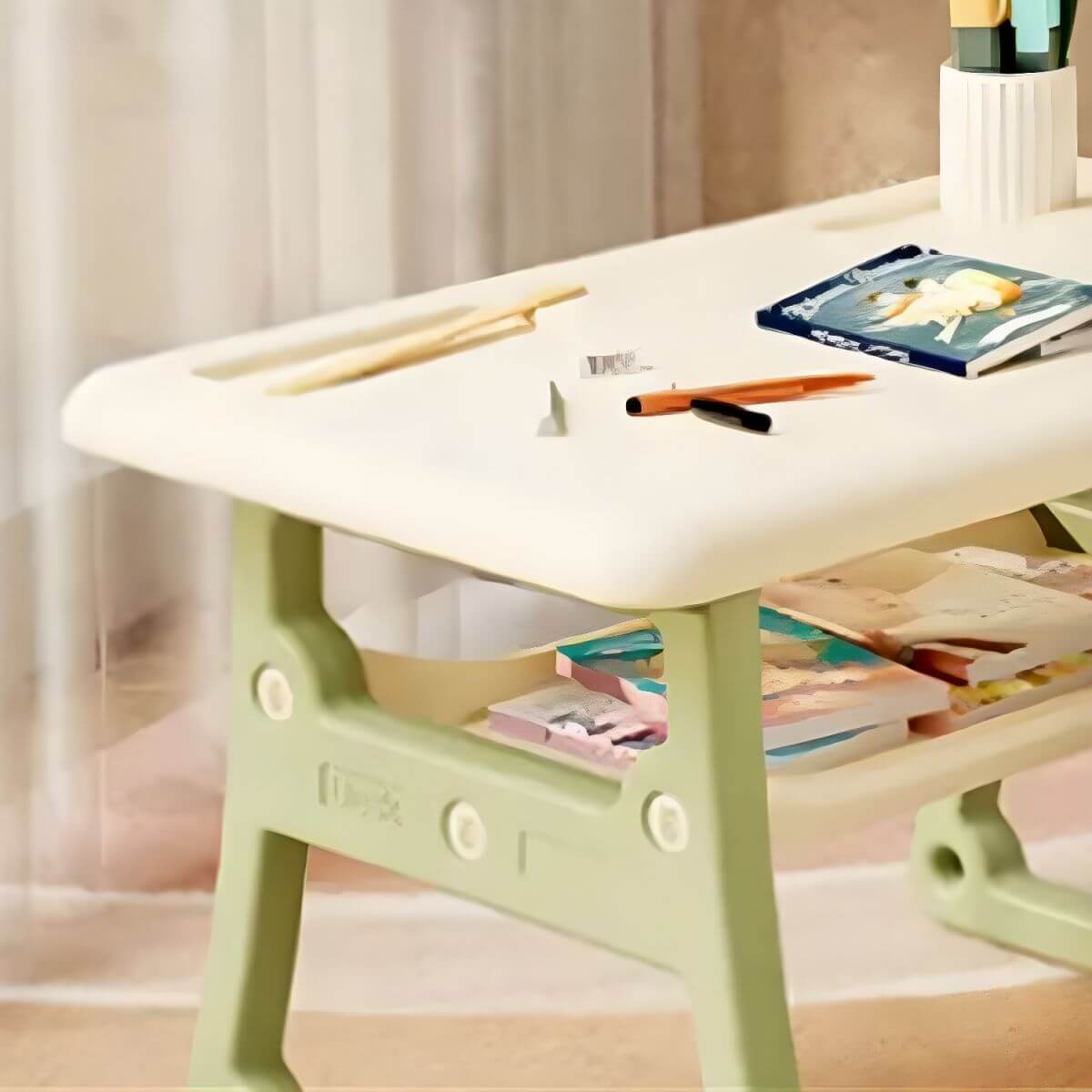Toddler Activity Table Set with Rounded Corners and Under-Table Storage