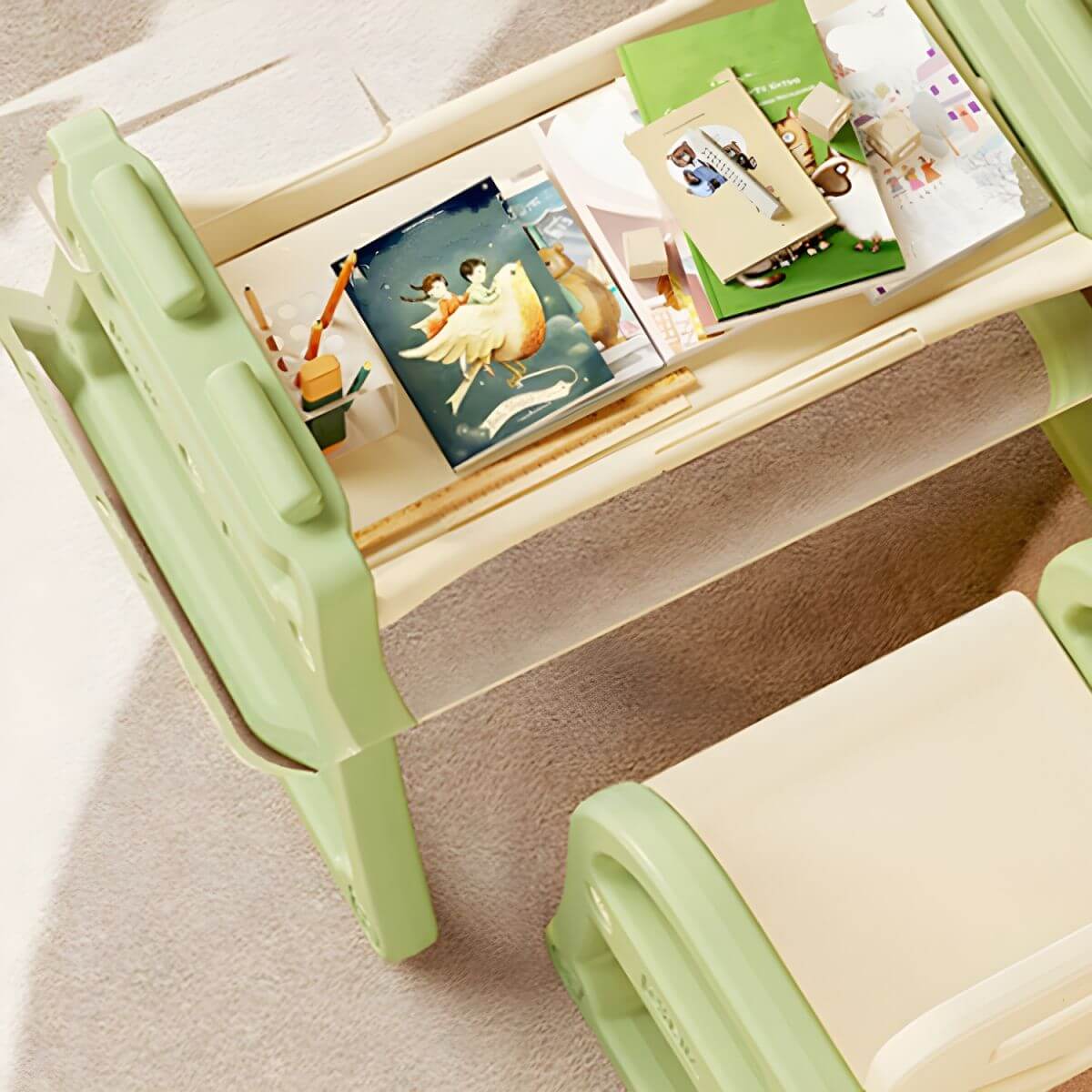 Toddler Activity Table Set with Rounded Corners and Under-Table Storage