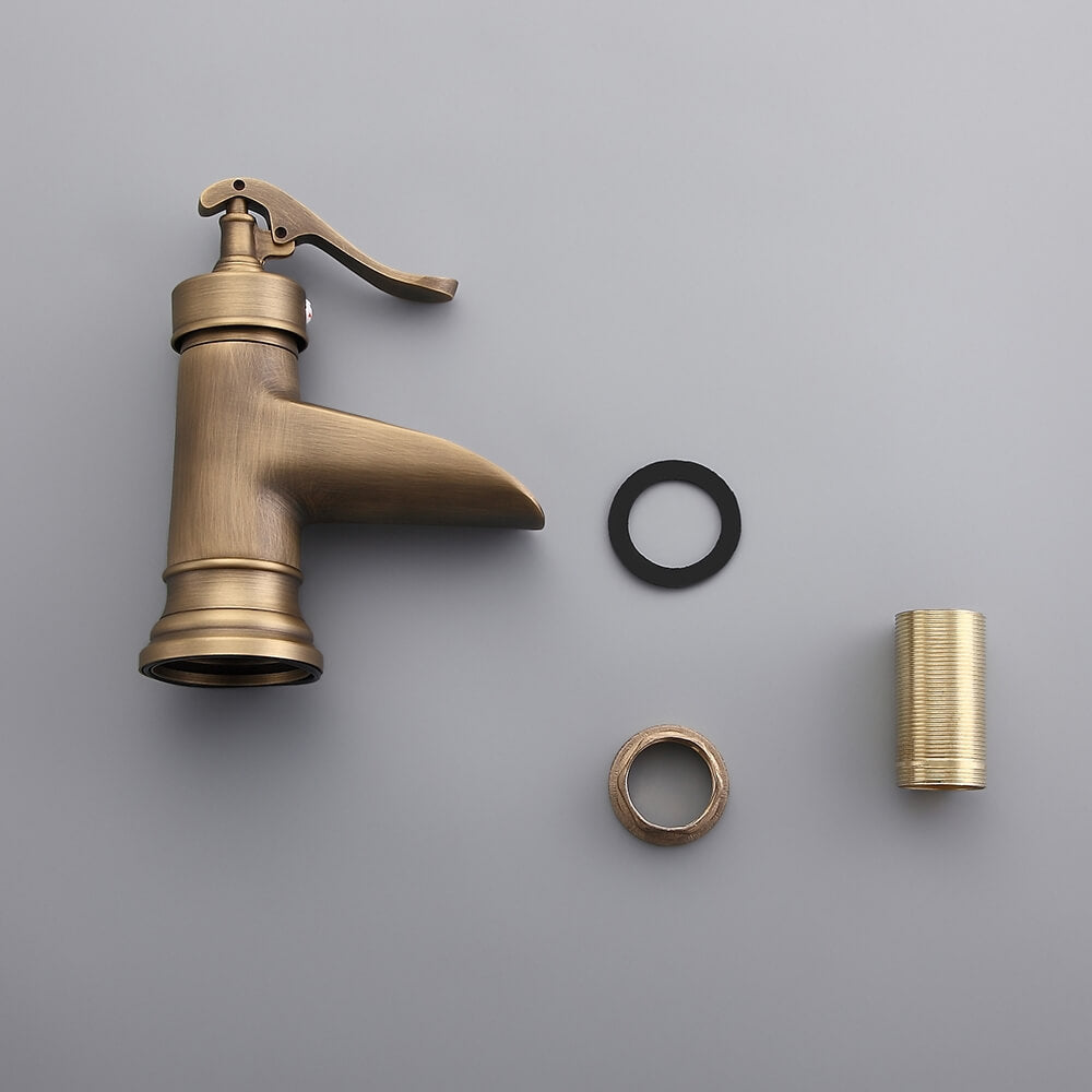 Traditional Brass Waterfall Faucet with Pump-Style Lever Handle