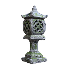 Traditional Concrete Gray Solar Lantern Sculpture - Weather-Resistant Resin