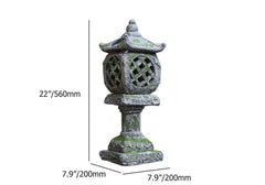 Traditional Concrete Gray Solar Lantern Sculpture - Weather-Resistant Resin Dimensions