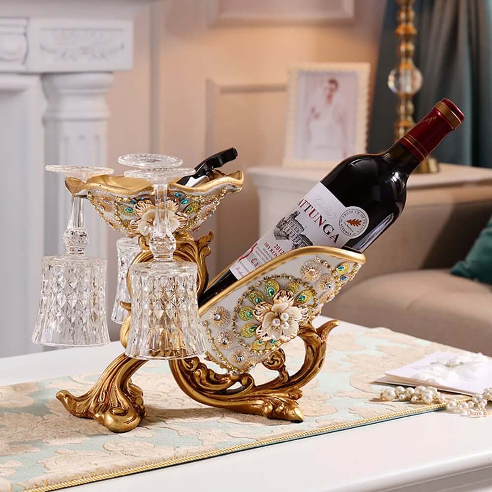 Traditional Gold Resin Wine Bottle Holder Rack Main Product Image