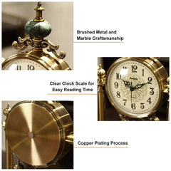 Traditional Marble Mantel & Tabletop Clock with Bronze Finish
