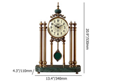 Traditional Marble Mantel & Tabletop Clock with Bronze Finish Dimensions