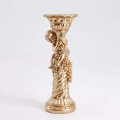Traditional Resin Cylinder Pedestal Plant Stand in Gold Finish