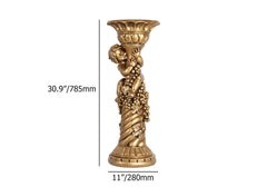 Traditional Resin Cylinder Pedestal Plant Stand in Gold Finish Dimensions