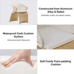 Traditional White Rattan Outdoor Dining Armchair Set of 2