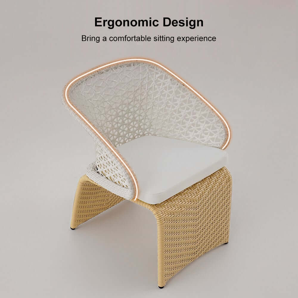 Traditional White Rattan Outdoor Dining Armchair Set of 2