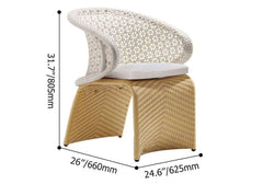 Traditional White Rattan Outdoor Dining Armchair Set of 2 Dimensions