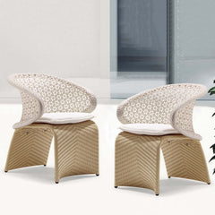 Traditional White Rattan Outdoor Dining Armchair Set of 2 Main Product Image