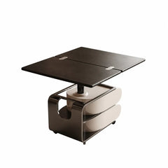Two-Tone Lift Top Coffee Table with Drawers, Open Shelves and Rounded Profile