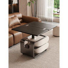 Two-Tone Lift Top Coffee Table with Drawers, Open Shelves and Rounded Profile Main Product Image