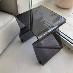 Ultra-Modern Clear Side Table with Integrated Book Holder