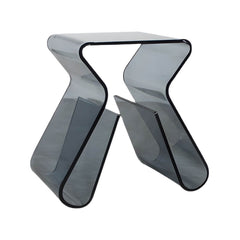 Ultra-Modern Clear Side Table with Integrated Book Holder