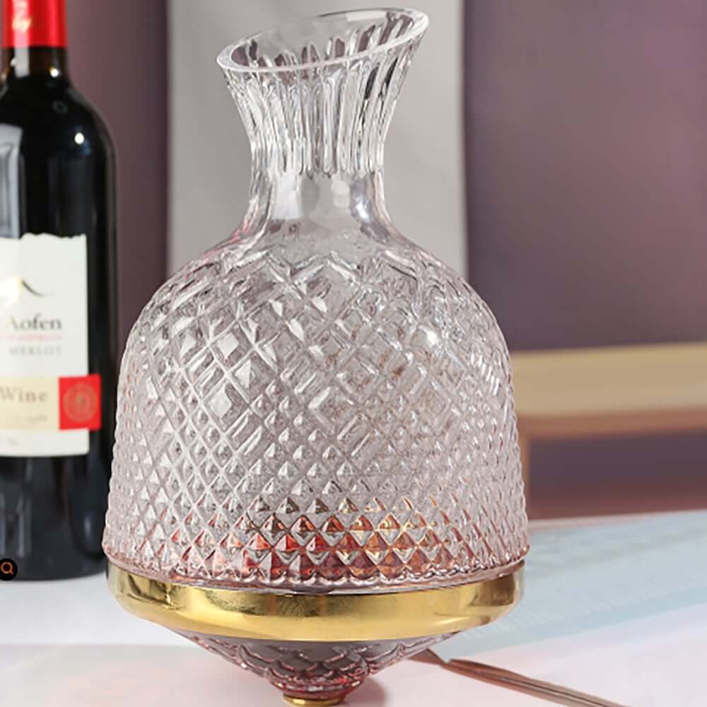 Unique Handmade Crystal Glass Wine Decanter with 360 Rotating Base