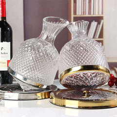 Unique Handmade Crystal Glass Wine Decanter with 360 Rotating Base