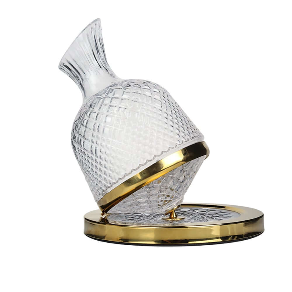 Unique Handmade Crystal Glass Wine Decanter with 360 Rotating Base