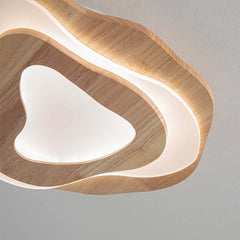 Unique Oak Wood Flush Mount Ceiling Light with LED for Modern Spaces