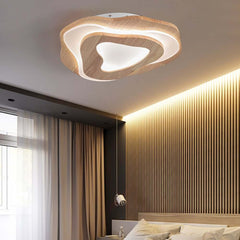 Unique Oak Wood Flush Mount Ceiling Light with LED for Modern Spaces Main Product Image