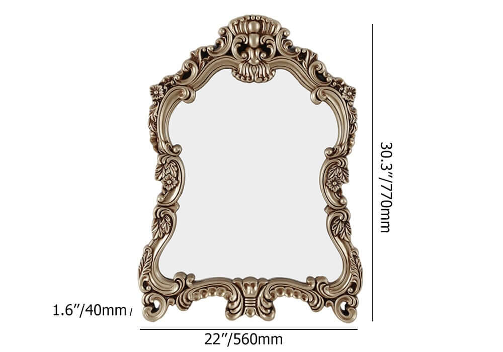 Vintage Arch Top Wall Mirror with Champagne Gold PVC Frame Dimensions