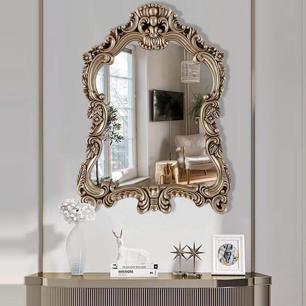 Vintage Arch Top Wall Mirror with Champagne Gold PVC Frame Main Product Image