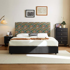 Vintage Green Cotton Headboard with Animal Pattern
