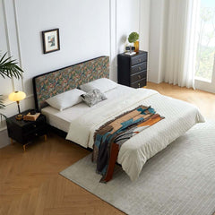 Vintage Green Cotton Headboard with Animal Pattern
