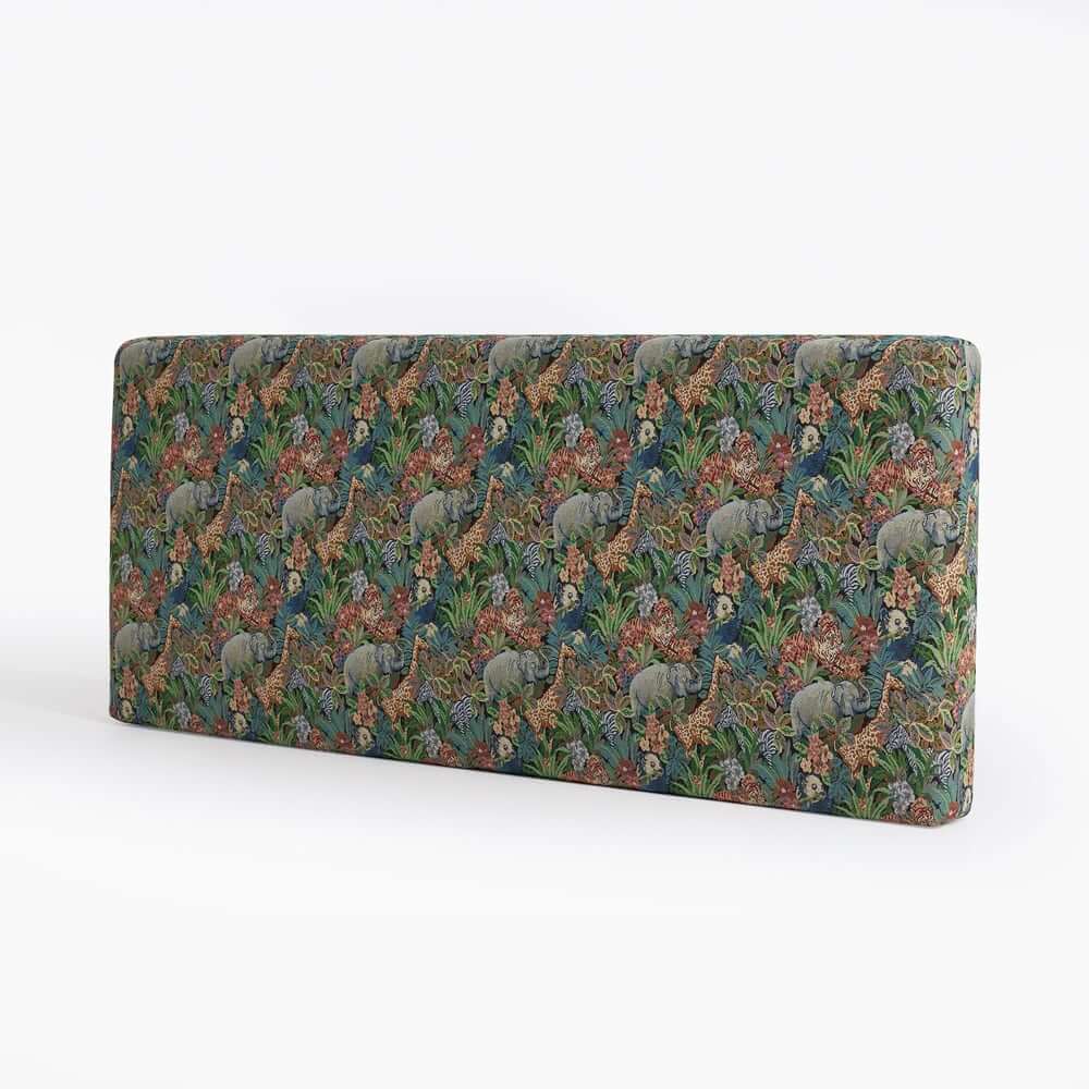 Vintage Green Cotton Headboard with Animal Pattern