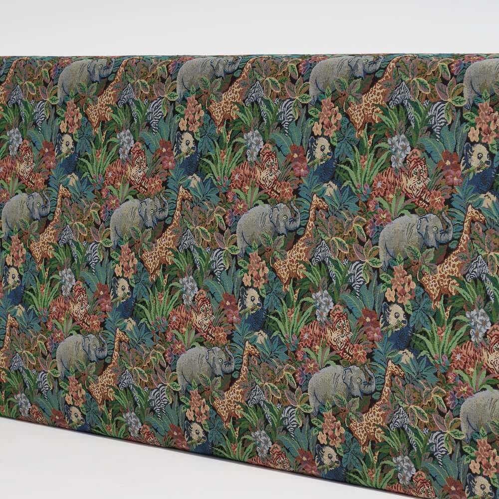 Vintage Green Cotton Headboard with Animal Pattern