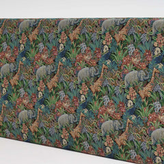 Vintage Green Cotton Headboard with Animal Pattern