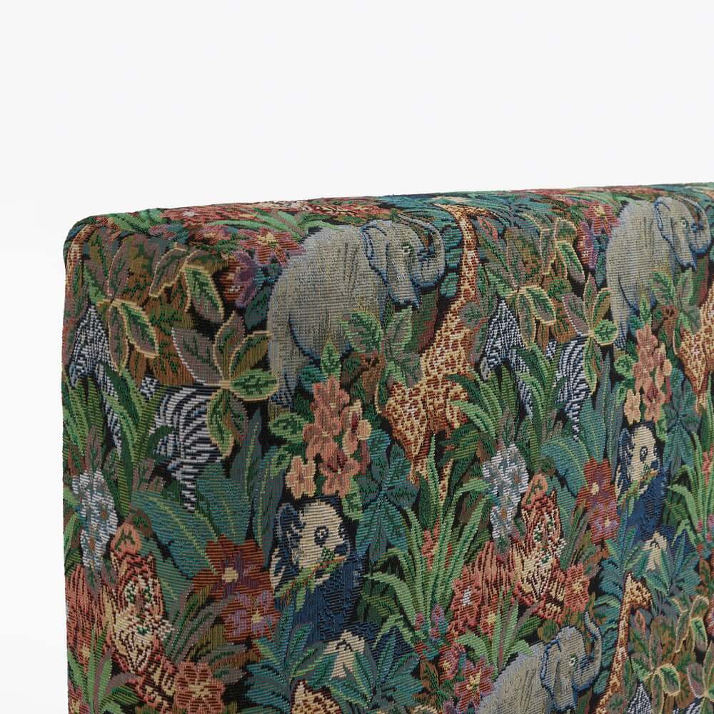 Vintage Green Cotton Headboard with Animal Pattern