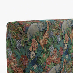 Vintage Green Cotton Headboard with Animal Pattern