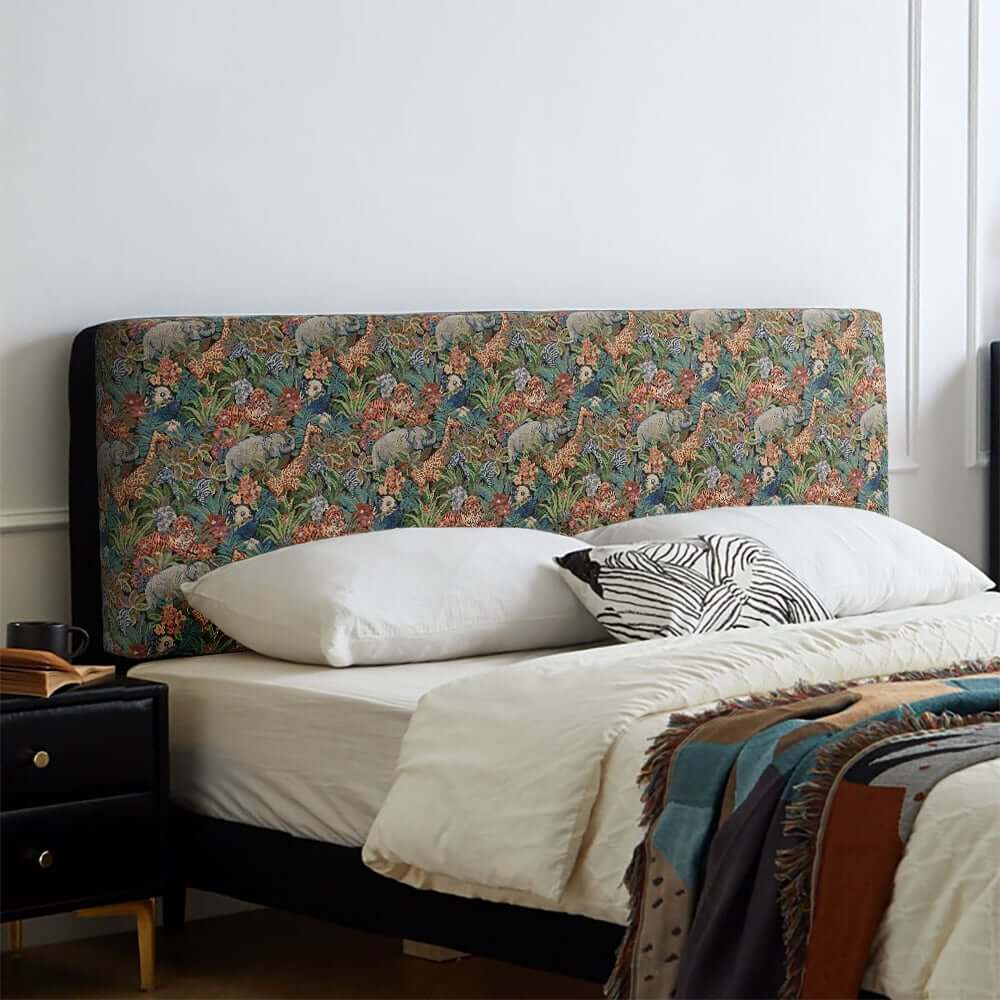Vintage Green Cotton Headboard with Animal Pattern Main Product Image