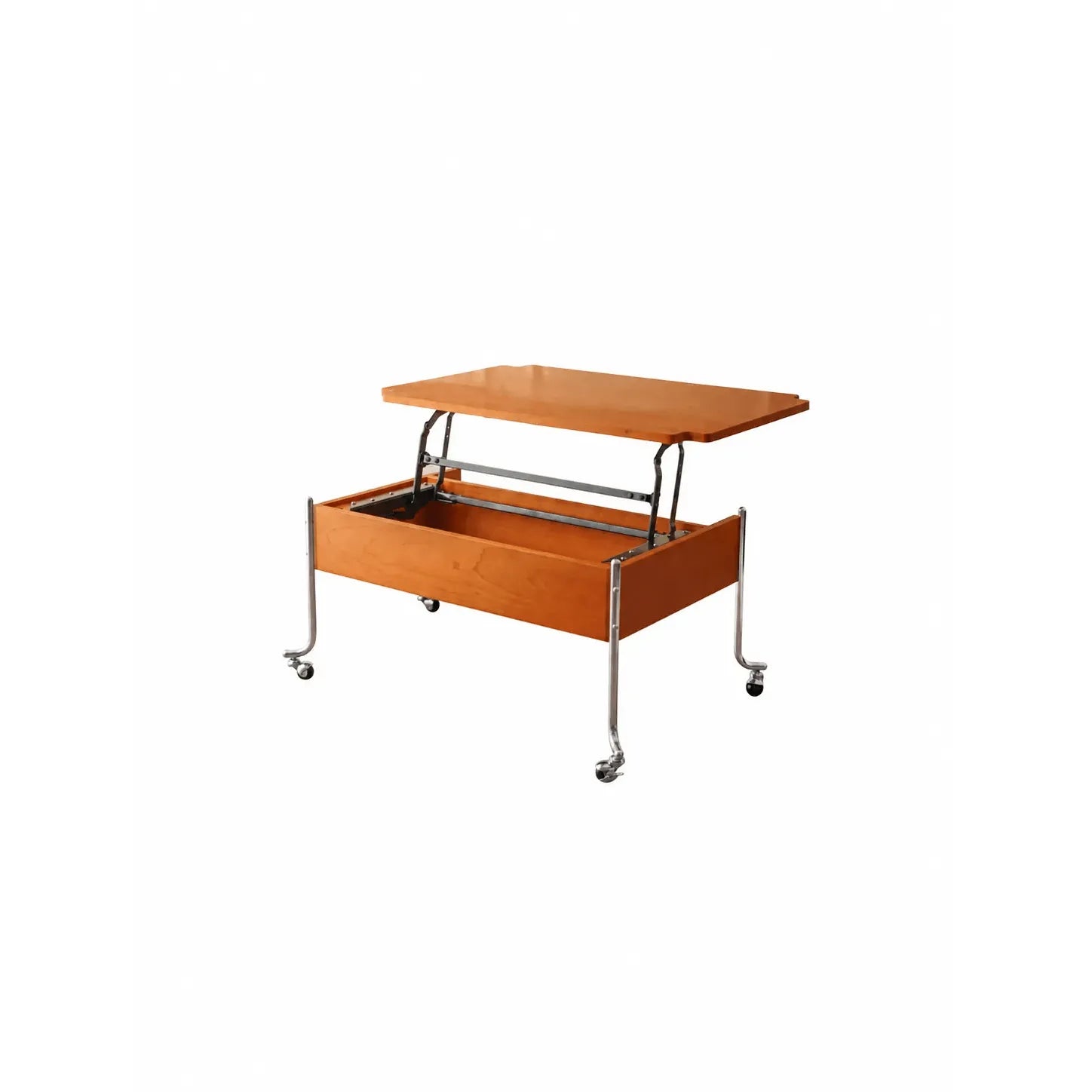 Vintage Wood Lift Top Coffee Table With Metal Frame and Hidden Storage